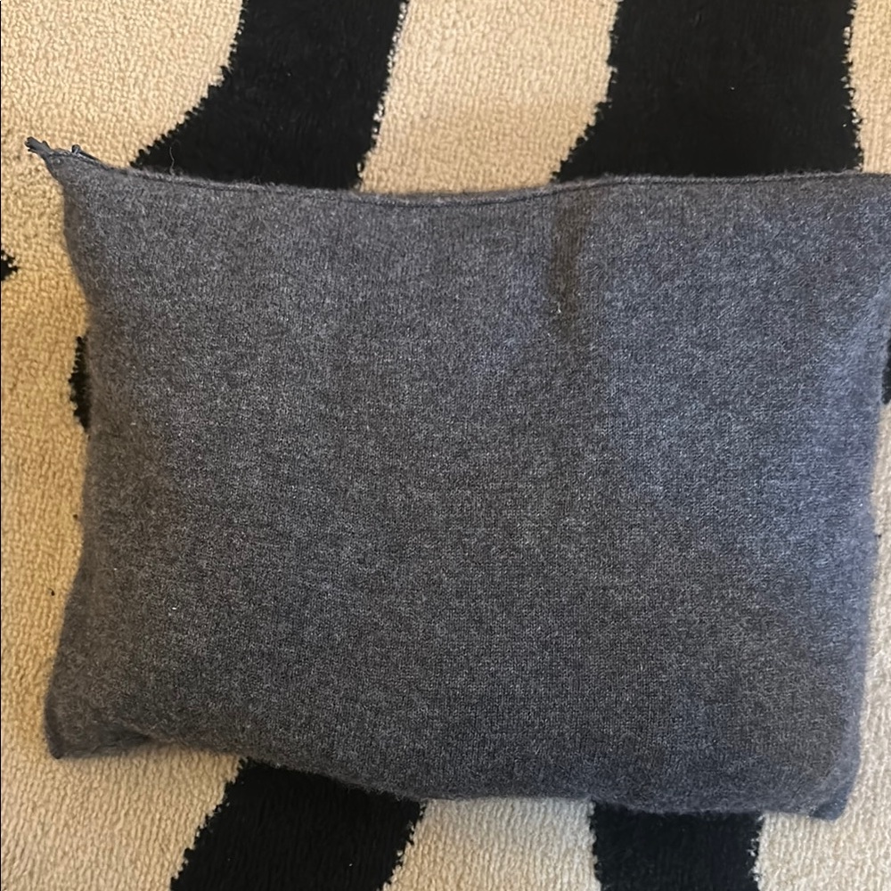 Gray cashmere Zippered Pouch and travel blanket